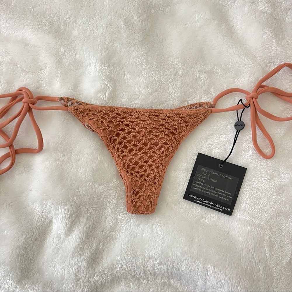 NWT XS Acacia Swimwear Topless Polihale crochet bikini bottoms